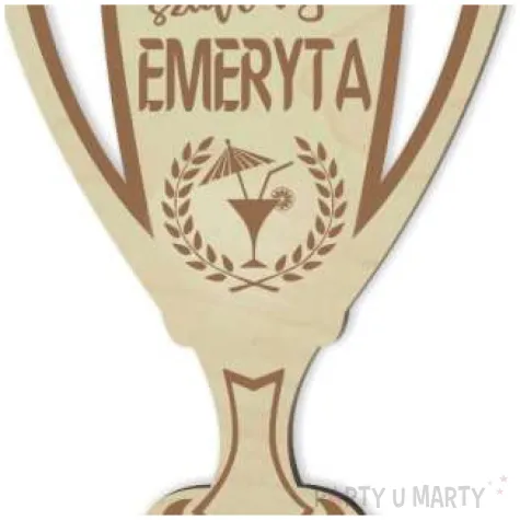 puchar dla szalonego emeryta drewniany 92 x 135 mm