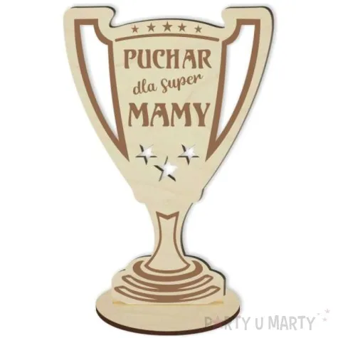 puchar dzien matki dla super mamy drewniany 92 x 135 mm