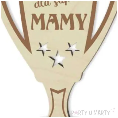puchar dzien matki dla super mamy drewniany 92 x 135 mm