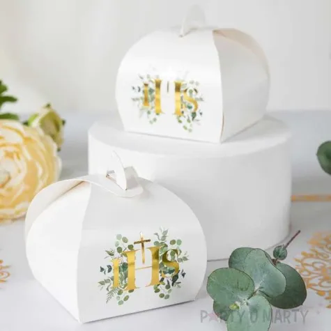 pudeleczka dla gosci komunia swieta ihs eukaliptus bialy partypal 7 x 7 5 cm 6 szt