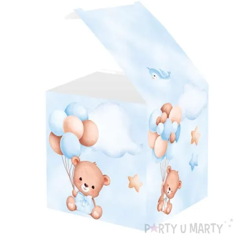 pudeleczka dla gosci misie z balonikami blekitny congee 6 szt