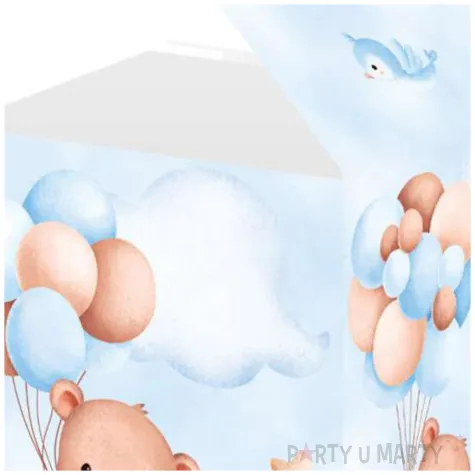 pudeleczka dla gosci misie z balonikami blekitny congee 6 szt