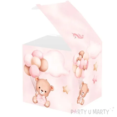 pudeleczka dla gosci misie z balonikami rozowy jasny congee 6 szt
