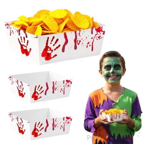 pudelka na chipsy i przekaski halloween krwawe rece