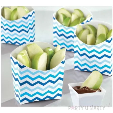 pudelka na popcorn chevron blekitne 24 szt