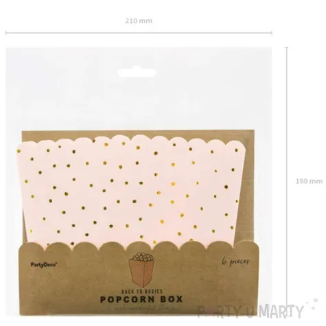 pudelka na popcorn classic kropki rozowe jasne partydeco 6 szt