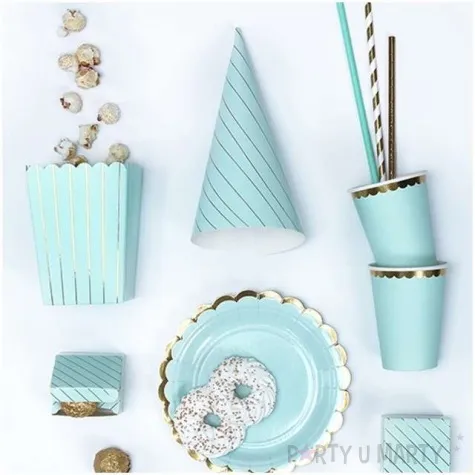 pudelka na popcorn classic paski blekitne partydeco 6 szt