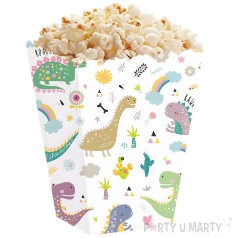 pudelka na popcorn dinozaury kolorowe partypal 5 szt