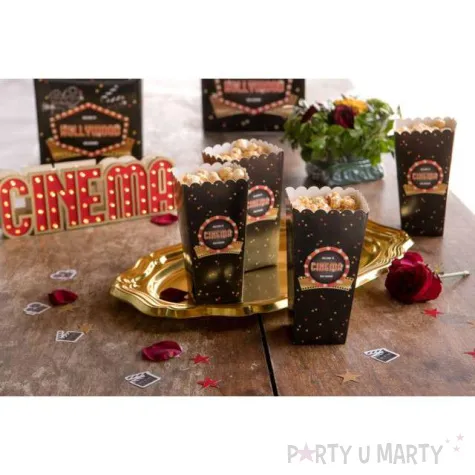 pudelka na popcorn hollywood czarny santex 8 szt