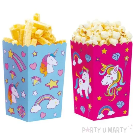 pudelka na popcorn jednorozce mix decora 6 szt