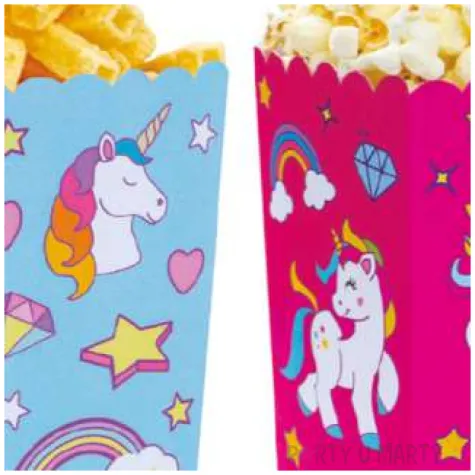 pudelka na popcorn jednorozce mix decora 6 szt