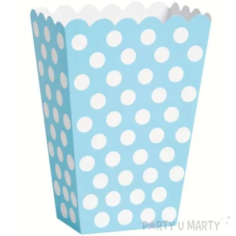 pudelka na popcorn kropki blekitne unique 8 szt