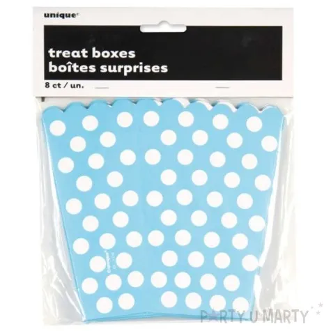 pudelka na popcorn kropki blekitne unique 8 szt