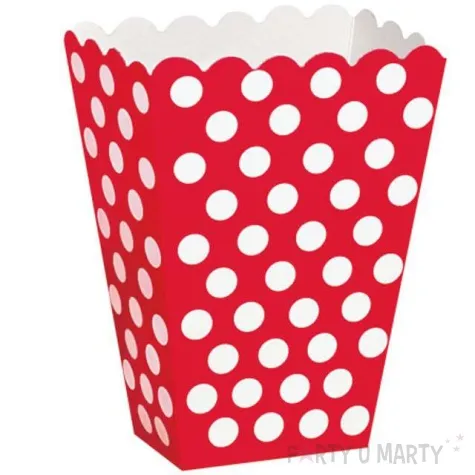 pudelka na popcorn kropki czerwone unique 8 szt