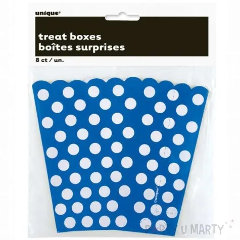 pudelka na popcorn kropki niebieskie unique 8 szt