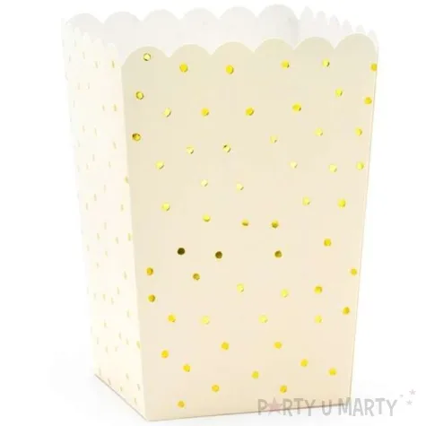 pudelka na popcorn kropki zlote brzoskwiniowe jasne partydeco 6 szt