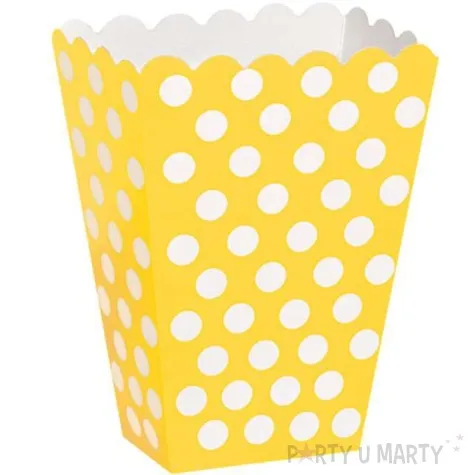 pudelka na popcorn kropki zolte unique 8 szt