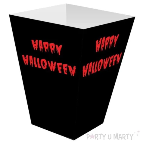 pudelka na popcorn krwawe happy halloween czarno czerwony congee 8 5x8 5x12 cm 6 szt