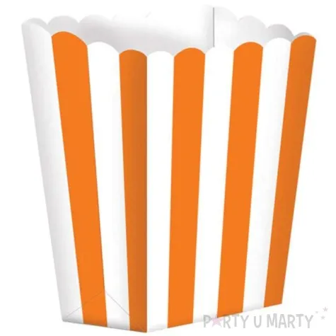pudelka na popcorn paski pomaranczowe 5 szt