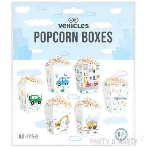 pudelka na popcorn pojazdy budowa mix partypal 6 szt