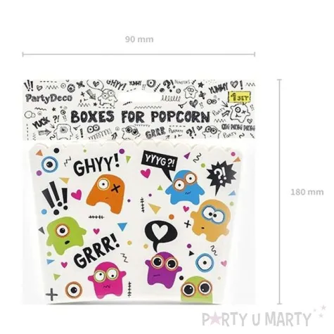 pudelka na popcorn potworki 6 szt