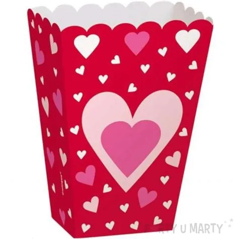 pudelka na popcorn serduszka czerwone 6 szt