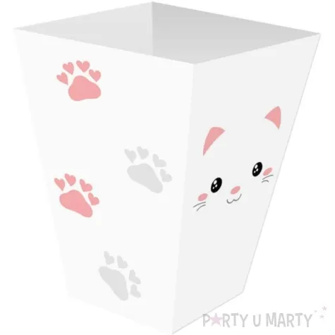 pudelka na popcorn slodki kotek bialy rozowy congee 6 szt