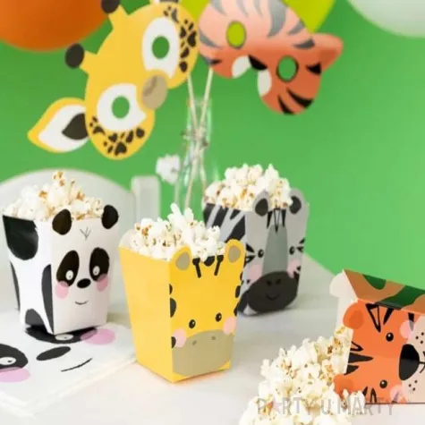 pudelka na popcorn urodzinowe safari mix partypal 4 szt