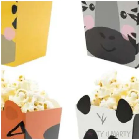 pudelka na popcorn urodzinowe safari mix partypal 4 szt