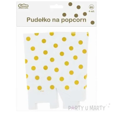 pudelka na popcorn zlote groszki biale godan 4 szt