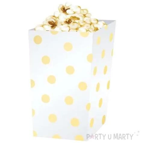 pudelka na popcorn zlote groszki biale godan 4 szt