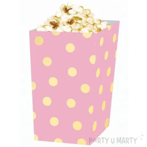 pudelka na popcorn zlote groszki rozowe godan 4 szt