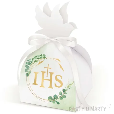 pudelka na slodycze komuni swieta ihs eukaliptus bialo zloty partypal 6 szt
