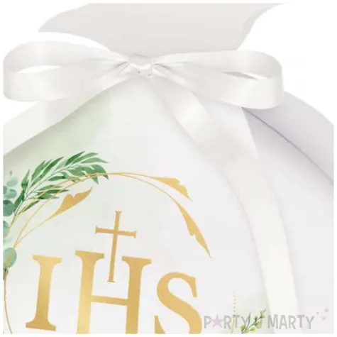 pudelka na slodycze komuni swieta ihs eukaliptus bialo zloty partypal 6 szt