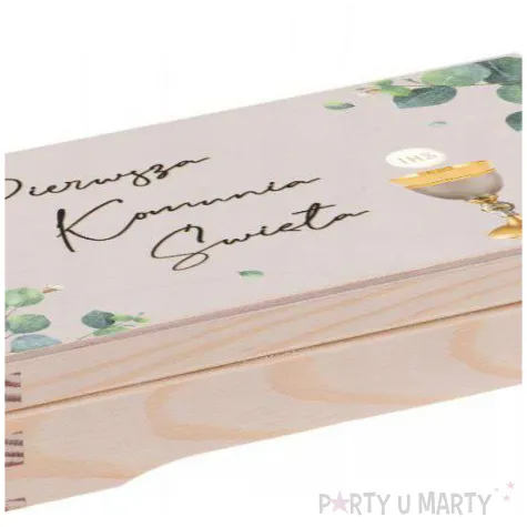 pudelko na banknoty komunia swieta eukaliptus z hostia 20x11 5 cm