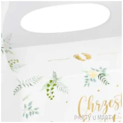 pudelko na ciasto chrzest swiety eukaliptus bialy partypal 10 szt