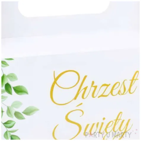 pudelko na ciasto chrzest swiety listki bialy dekolo 5 szt
