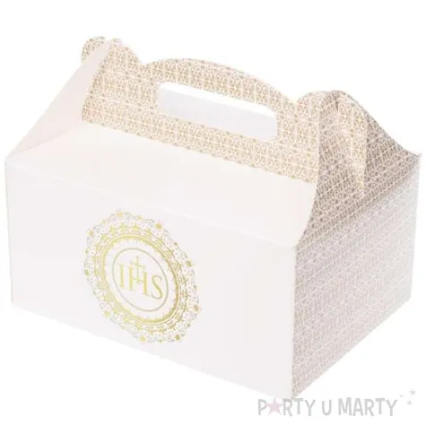 pudelko na ciasto komunia ihs biale 10 szt