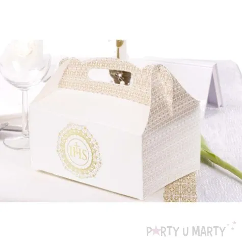 pudelko na ciasto komunia ihs biale 10 szt
