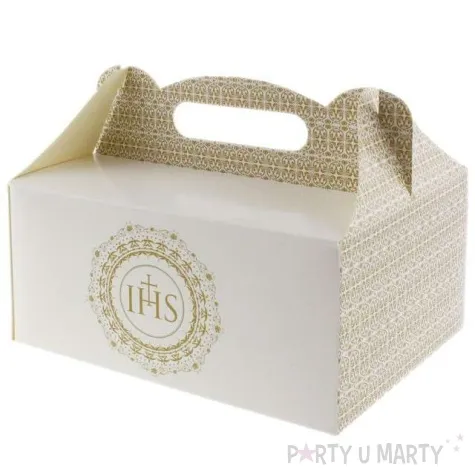 pudelko na ciasto komunia ihs biale 10 szt