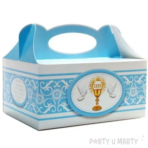 pudelko na ciasto komunia ihs blekitne 5 szt