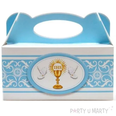 pudelko na ciasto komunia ihs blekitne 5 szt
