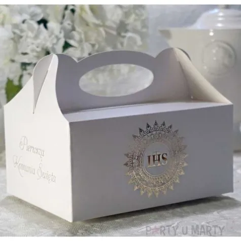 pudelko na ciasto komunia ihs gold 5 szt