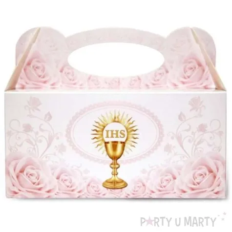 pudelko na ciasto komunia ihs rozowe