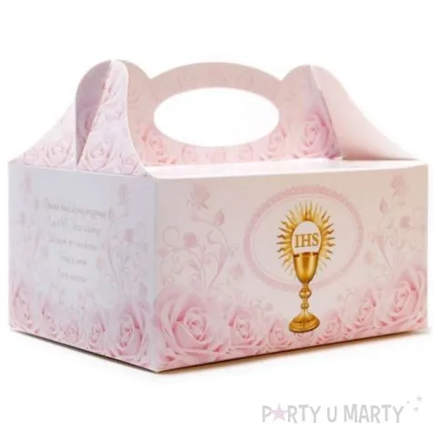 pudelko na ciasto komunia ihs rozowe 5 szt