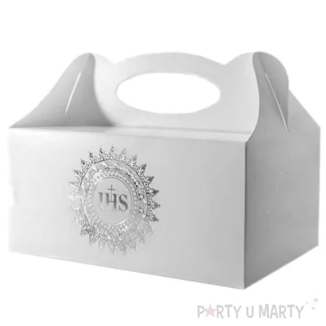 pudelko na ciasto komunia ihs silver 5 szt