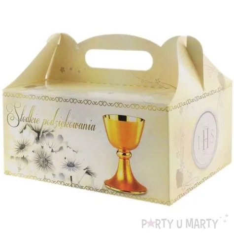 pudelko na ciasto komunia ihs slodkie podziekowanie biale 10 szt