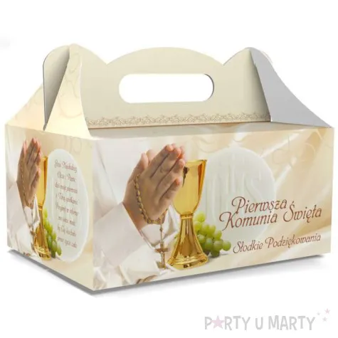 pudelko na ciasto pierwsza komunia swieta ecru toledo 5 szt