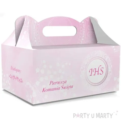 pudelko na ciasto pierwsza komunia swieta ihs rozowe toledo 5 szt