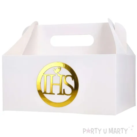 pudelko na ciasto pierwsza komunia swieta ihs w kolku bialo zloty czakos 10 szt